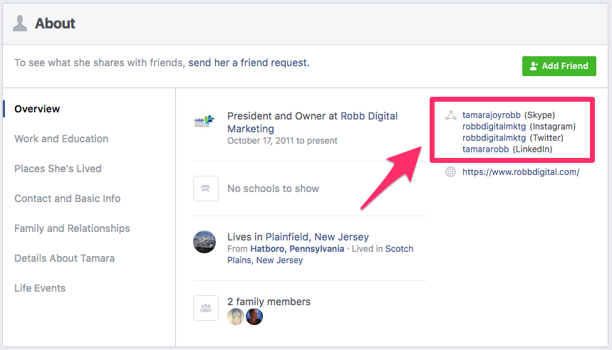 Facebook Contact Page