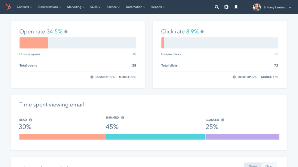 Hubspot email reports