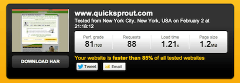 pagespeed results